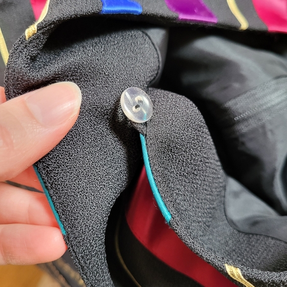 VTG Maggy London Evening Party Dress Sz 14 Long Maxi 90s Colorful Satin Stripes - Picture 3 of 15